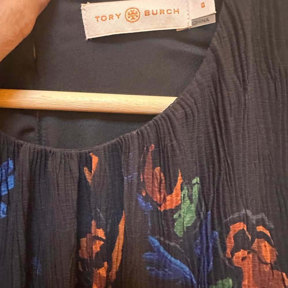 Tory Burch Black Dress with Red and Blue Floral Design - Picture 3 of 3